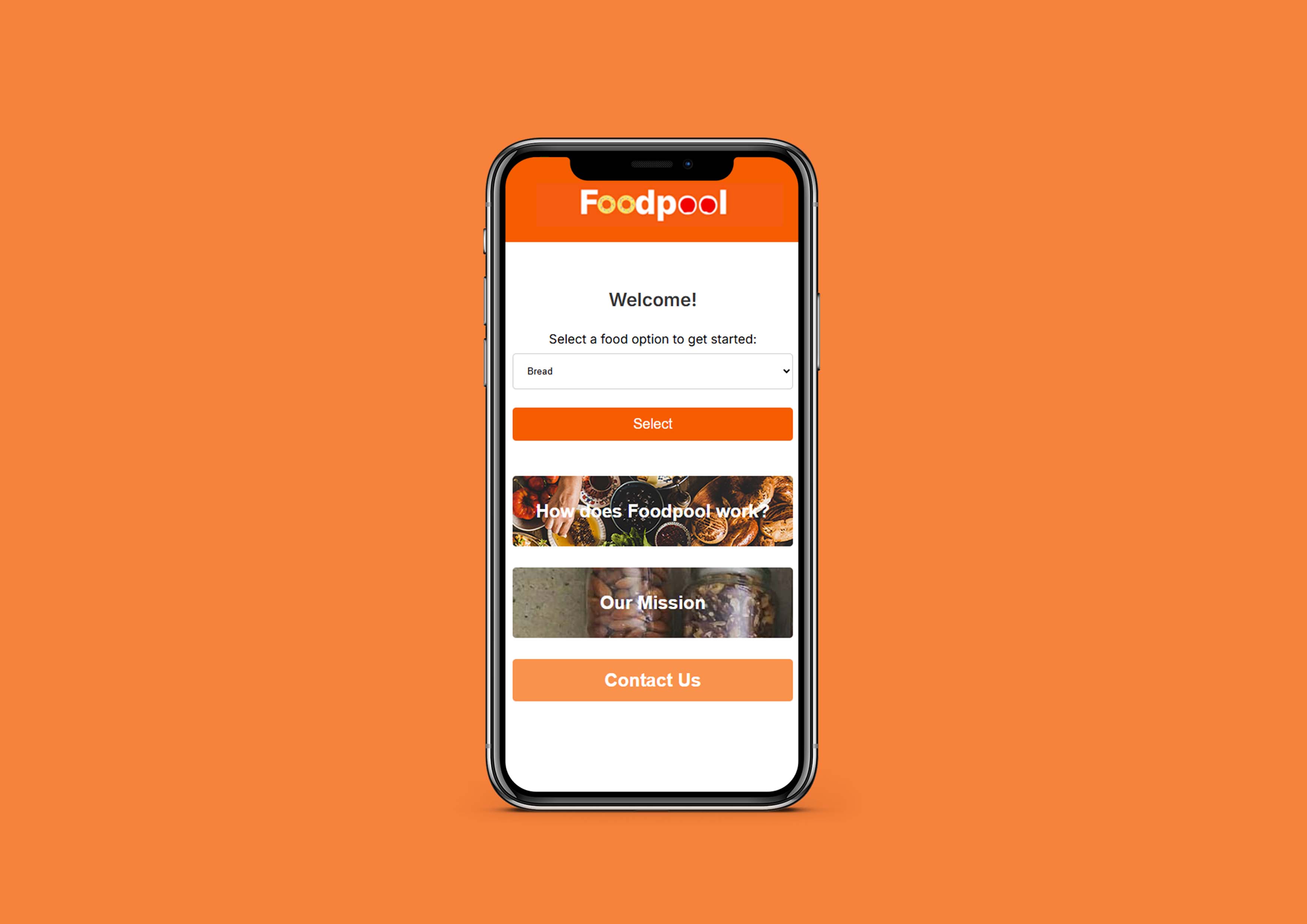 First Screen for Foodpool App